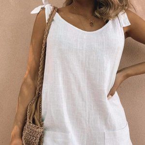 Two Sleeveless Casual Linen Rompers